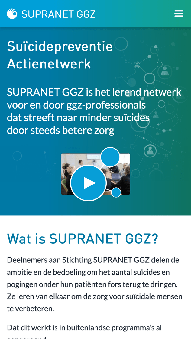 A screenshot of SUPRANET GGZ in a mobile browser